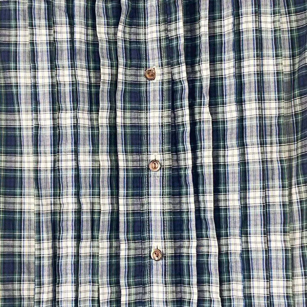 J. Crew Navy Tartan Plaid Ruffled Tuxedo Button Down Shirt Womens XS - Picture 3 of 6